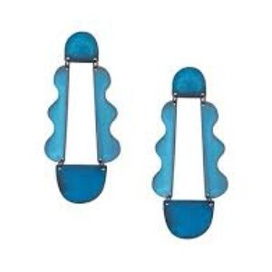 Annie Costello Brown Matisse Bold Blue Statement Drop Earrings